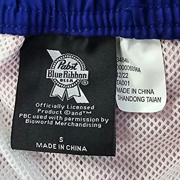 Pabst Blue Ribbon Elastic Board Swim Shorts 8.5" | Small - Picture 7 of 9